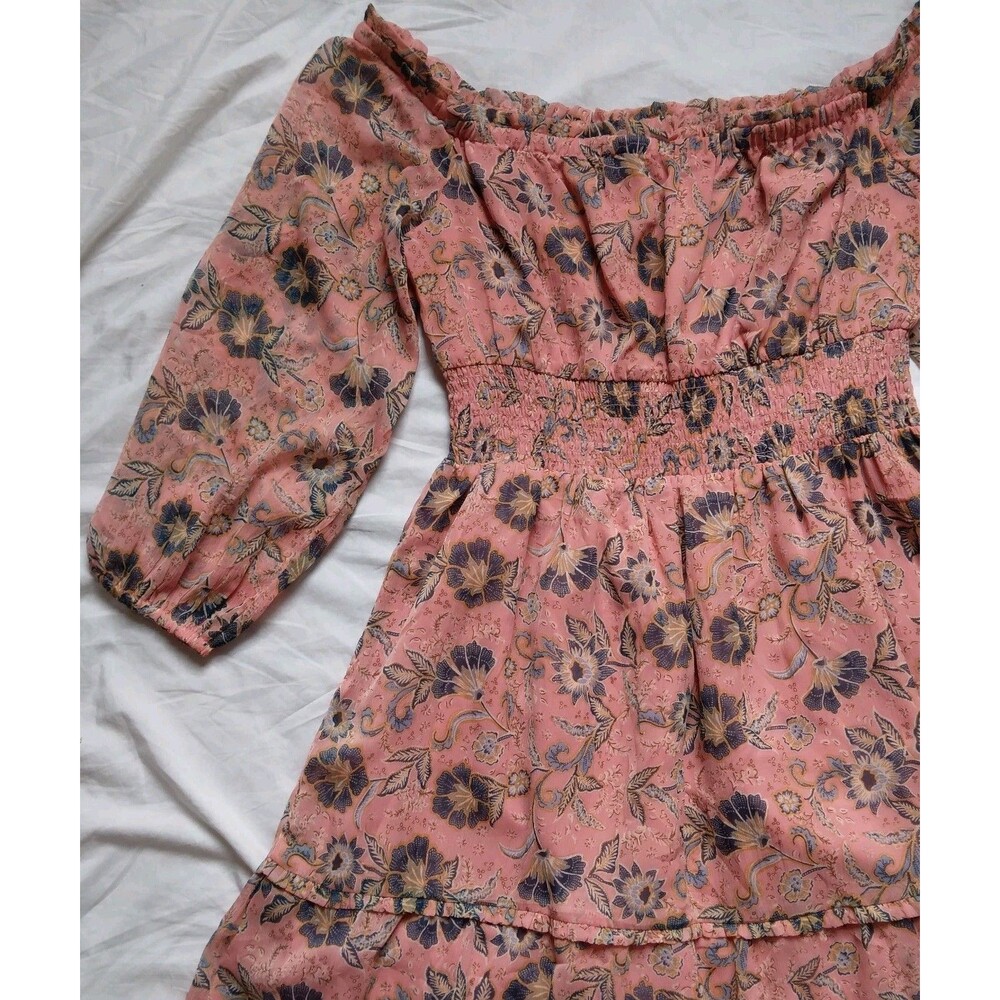 Patrons of Peace Dress Gypsy Floral Boho Peasant Pink Blue Womens Large - Picture 6 of 14
